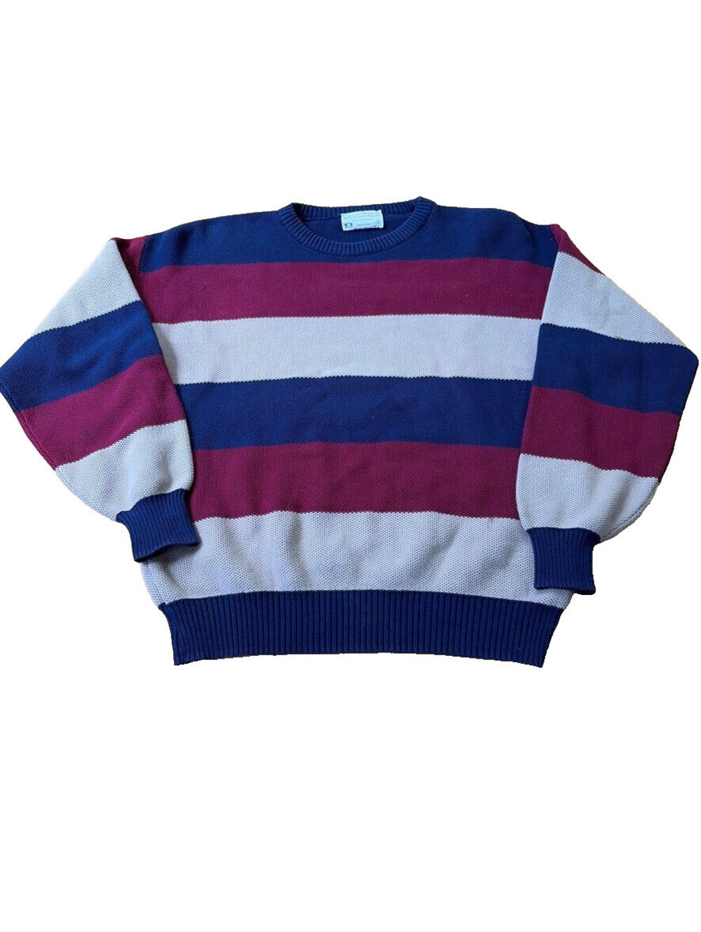 Vintage Mens Lord Jeff Knit Red White & Blue Pullover Large